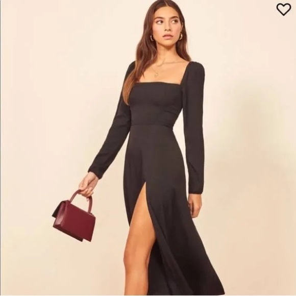 New! Reformation Sigmund Black High Slit Dress 🖤 size 4 - Picture 7 of 13